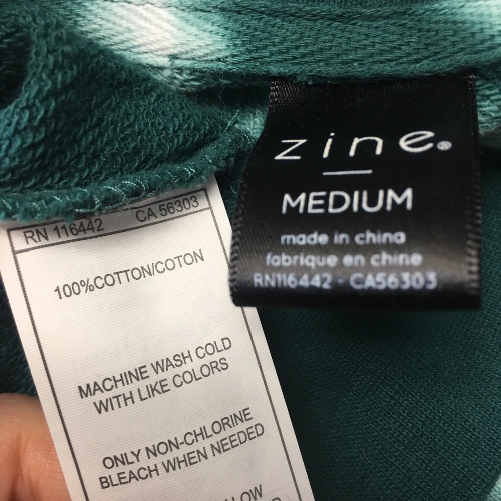 ❌SOLD❌ Zine Green White Tie Dye Hoodie 3F - Picture 6 of 7